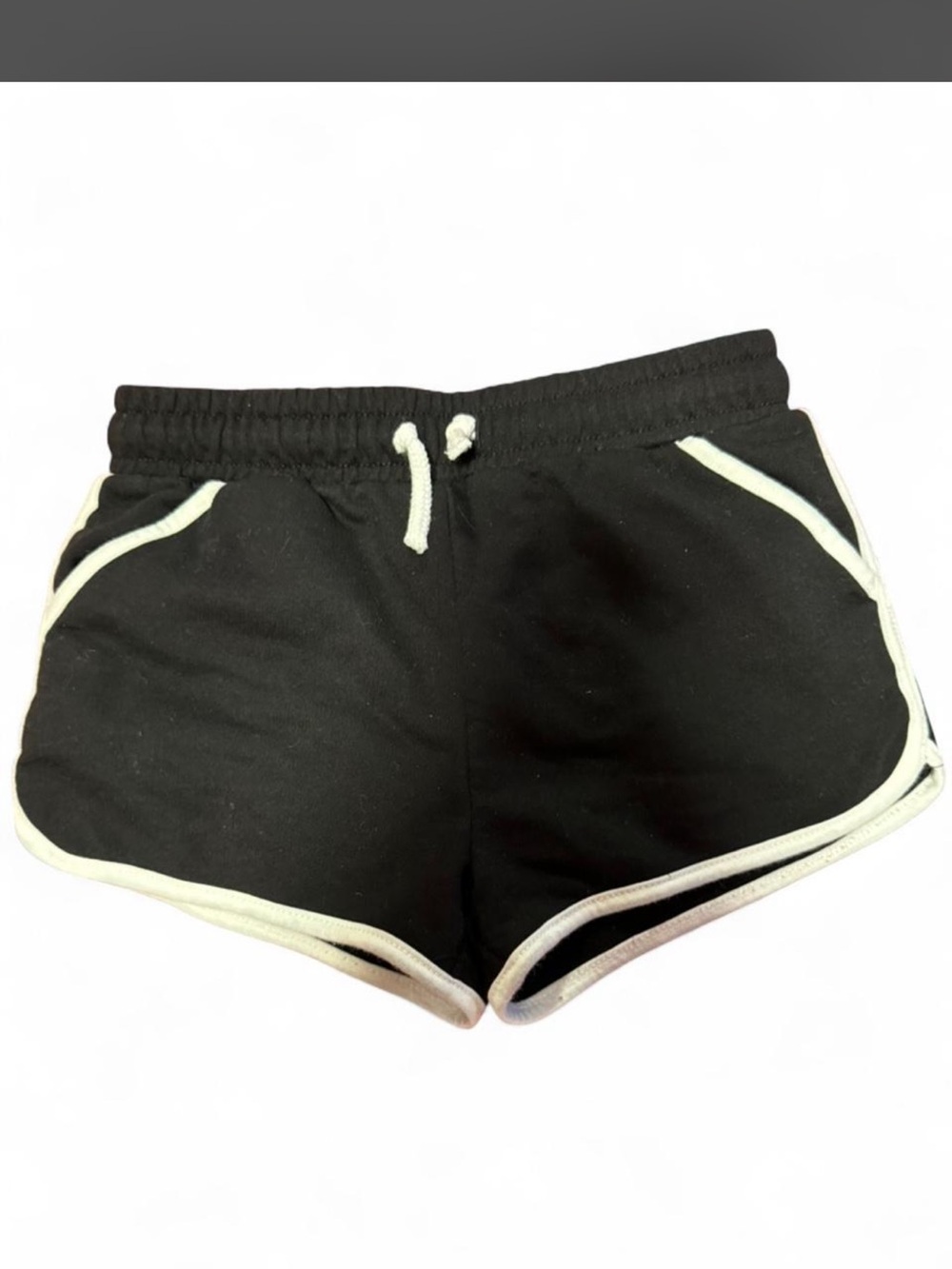 Primark Black Jersey Dolphin Runner shorts with white contrast piping kids 8-9